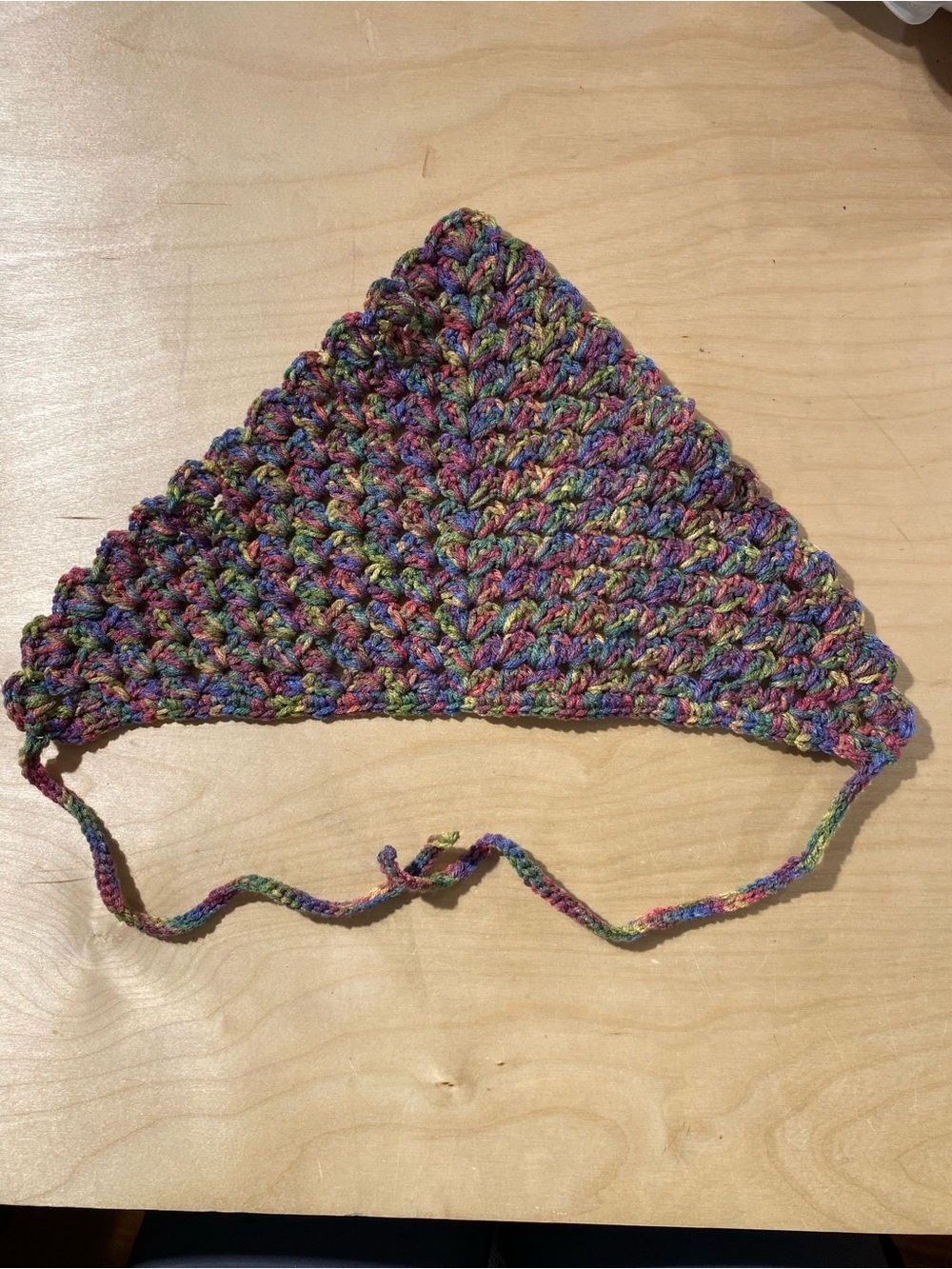Hand-Crocheted Multicolor Triangle Bandanna (RZ) - Picture 2 of 10